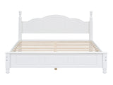 Full Size Wood Platform Bed Frame,Retro Style Platform Bed with Wooden Slat Support,White 43376167