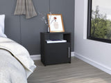 Nordico Nightstand , End Table, Side Table One Shelf, Single Door Cabinet, Metal Handle -Black B20091970