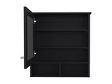 Medicine Cabinet 29" H, with 5 Shelves, 1 Door, and 1 Mirror, Black B097P250881