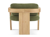 2-Pack Dining Chairs with Pillow Back, Green Boucle Fabric, Natural Color Solid Wood Frame N779P298399D