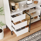 Modern sideboard with 3 drawers and glass door locker, side cabinet can store wine glasses W1320P195406