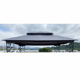 13x10 Ft Patio Double Roof Gazebo Replacement Canopy Top Fabric, Gray W41941992