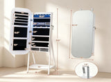 Full-Length Mirror Jewelry Cabinet, 3-in-1 Standing/Over-the-Door/Wall-Mounted Jewelry Armoire with 50046552