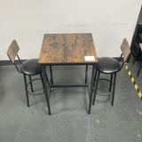 Bar Table Set with 2 Bar stools PU Soft seat with backrest, Rustic Brown, 23.62'' W x 23.62'' D x W1162104643