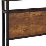 King Size Metal Platform Bed Frame with Wooden Headboard and Footboard with USB LINER, LED Lights W311134464