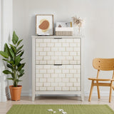 31.5 Inch Retro White Shoe Storage, Mid-Century Vintage Freestanding Shoe, Shoe W1706P311100