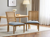 French Country Dining Chairs Elegant Cane Backrest & Upholstered Seats with Fluted Legs N767P263678D
