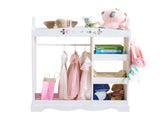 White MDF Particleboard Children's Wardrobe with 1 Mirror, 3 Shelves, and 1 Clothes Rod Rabbit 80169276