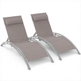 Outdoor Chaise Lounge Set of 2 Patio Recliner Chairs with Adjustable Backrest and Removable Pillow W1859109832