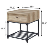 Oak and Sandy Black End Table with Slatted Lower Shelf B062P186444