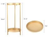 Modern Folding Metal 2-Tier Plant Stand Potted Plant Holder Shelf with 2 Round Trays Indoor Outdoor, W2181P155110