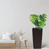 Pack of 2 Square Planter 22-Inch High Faux Rattan Design Flower Pot with Automatic Watering System W3213P311469