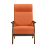 Modern Accent Chair 1pc Orange Fabric Upholstered High-Back Chair Cushion Seat and Back Walnut B011P182667