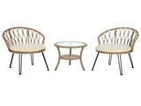 Outdoor Leisure Set, 2 Rattan Single Chairs with A Glass Round Table, Perfectly Suited for N711P256422A