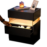 LED Nightstands 3 Drawer Dresser for End Table with Acrylic Board LED Bedside Tables for 00962612