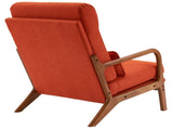 High Back Solid Wood Armrest Backrest Iron Frame Linen Indoor Leisure Chair Burnt Orange Color 38814558