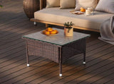 20" Patio Side Table, Outdoor Patio Wicker Square End Table, All-Weather Rattan Coffee Table w/Glass 24168620