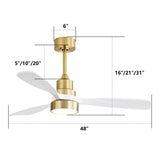 48 Inch Modern Ceiling Fan With Lights 3 Wood Fan Blade Noiseless Reversible Motor Remote Control W934P147068
