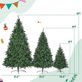 ZNTS 8FT, 6FT, 4FT Pre-Lit Green Pine Artificial Christmas Tree, Set of 3 Hinged Xmas Trees with 820 96675972