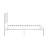 1pc Twin Platform Bed, Metal Frame White Finish Faux Cane Panel Headboard Casual Coastal Bedroom B011P214039