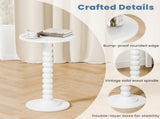 Round Side Table - Solid Wood Leg Small Drink Table for Living Room Bedroom Office,White 06729684