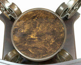 End table, Glass table top, MDF W/marble paper middle shelf, powder coat finish metal legs. W48720761