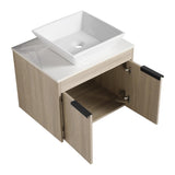 ZNTS 24 " Modern Design Float Bathroom Vanity With Ceramic Basin Set, Wall Mounted White Oak Vanity With 61035448