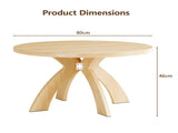 Round Coffee Table, 31.5 Inch Circular Center Table with Curved Cross Legs, Melamine Laminated MDF 33052553