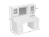 Large Vanity Table Set Makeup Vanity Dressing Table with Mirror, 6 Drawers & Shelves, Dresser Desk W509P301793