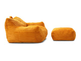 Giant Plush Bean Bag Chair for Adults with Armrests and Footstool -- Comfy Yellow Beanbag Chaise W1117P309392