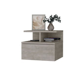 Concrete Gray 2-Tier Shelf Floating Nightstand B062P175169