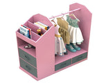 Kids Costume Organizer Costume RackKids ArmoireOpen Hanging Armoire Closet with Mirror-PINK 17806571