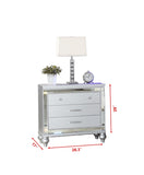 Modern Style Mirror Framed 3-Drawer Nightstand Made with Wood in Silver 808857880529