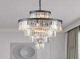 (Same as W1340P188535/L5002-600-B) 24" Luxury Crystal Chandelier with Black Finish Elegant W1340P189339