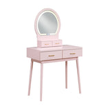 Beautiful Pink Finish Vanity Dresser with Mirror and Stool Set Storage Drawers Bedroom Furniture 1pc B011P300057