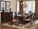 Formal Traditional Dining Chairs 2pc Set Dark Cherry Finish with Gold Tipping Jacquard Fabric B01178666
