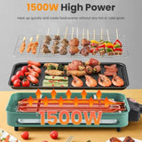 ZNTS 1500W Electric Indoor Grill 2 in 1 Electric BBQ Gill with Grill Net Removable Plate 5 Temperature 90269749