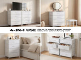 2/4-Drawer Dresser with Metal Frame & Wood Top, Fabric Storage Organizer, White 34636983