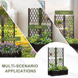 Wicker Trellis Planter, Outdoor Raised Garden Bed with Drainage Holes, Free-Standing Trellis Planter 49413812