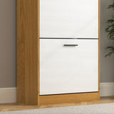 Shoe Storage Cabinet with 3 White Panel Flip Drawers, Freestanding Organizer for Entryway, Narrow W409P194946