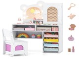 Safe Toddler Vanity Set with Anti-Toppling Design, Rounded Corners & Sturdy MDF Construction 25444404