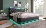 Queen size Upholstered bed, 360 surround LED function, Buttons/Apps/Remote Control, hydraulic N736P188807B