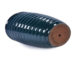Handmade Deep Green Ceramic Planter, 17 Inch Diameter, 1 Piece, Horizontal Ripples Pattern, for W3273P326363