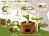 36" Jungle Theme Cat Tree - Washable Peach Skin, Sisal Scratching Post & Interactive Toys 81244836