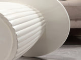 White Magnesium Oxide Fluted Pedestal Side Table 19.69" Diameter Round Accent Table W5351P486732