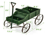 Garden Plant Planter Wooden Wagon Planter W/ Wheel Garden Yard Green 68787629