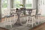 Rustic Look Distressed Gray Finish 1pc Counter Height Dining Table Solid Rubberwood Kitchen Dining B011P194919