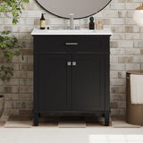 ZNTS 30-inch bathroom vanity with ceramic basin, soft close door and adjustable shelves N729P173380B