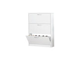 Shoe Cabinet for Entryway, White Narrow Shoe Storage Cabinet Flip Down Shoe Rack Wood 3 Tier Shoe 28686359