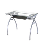 ZNTS Clear Glass Top Computer Desk with Pull Out Keyboard Panel, Clear 19050229